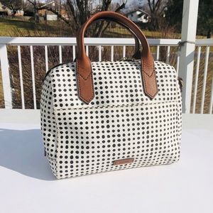 Fossil black white polka dots structured handbag